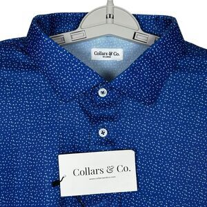 Collars & Co Polo Shirt Mens 3XL Blue Desert Sky Dress Collar Golf Preppy NWT